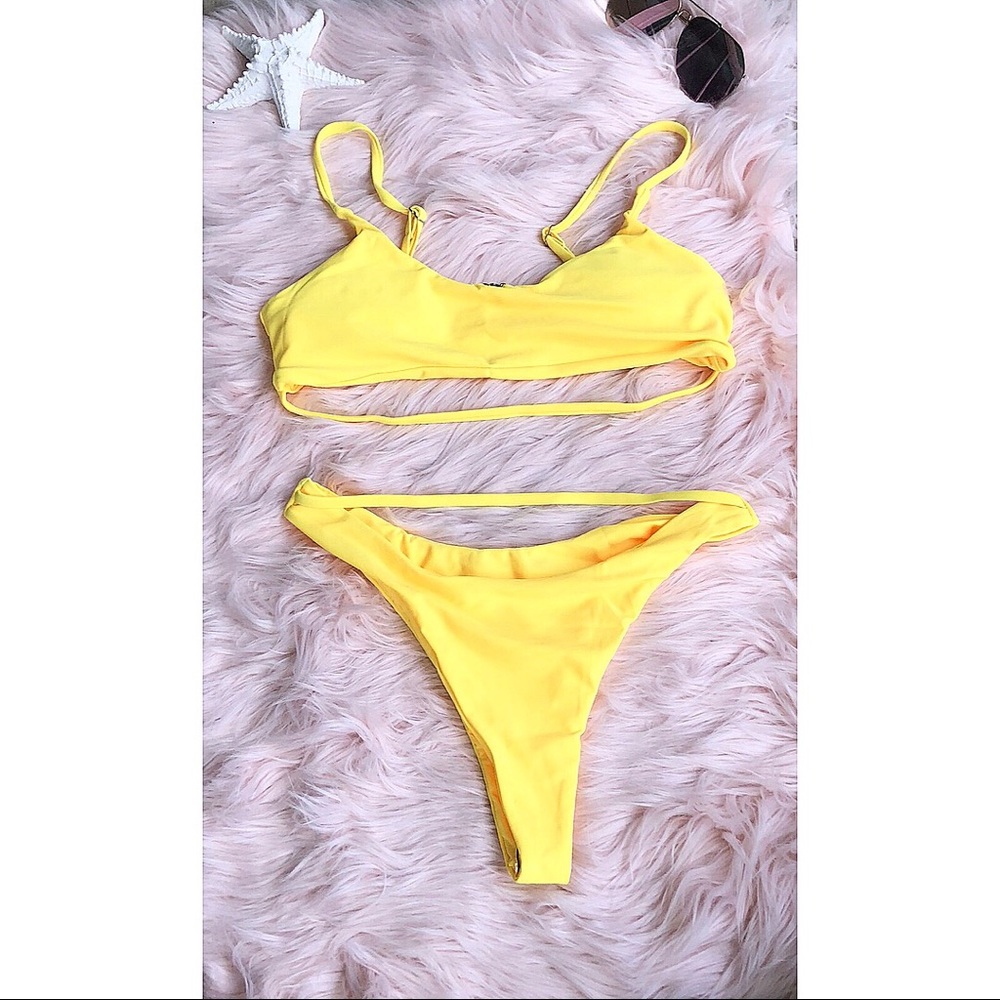 Bright Yellow Thong Bikini